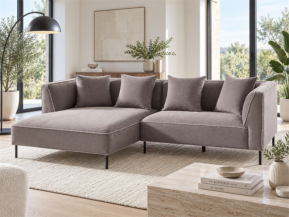 Corner Sofa SATER Chenille Taupe Right Hand