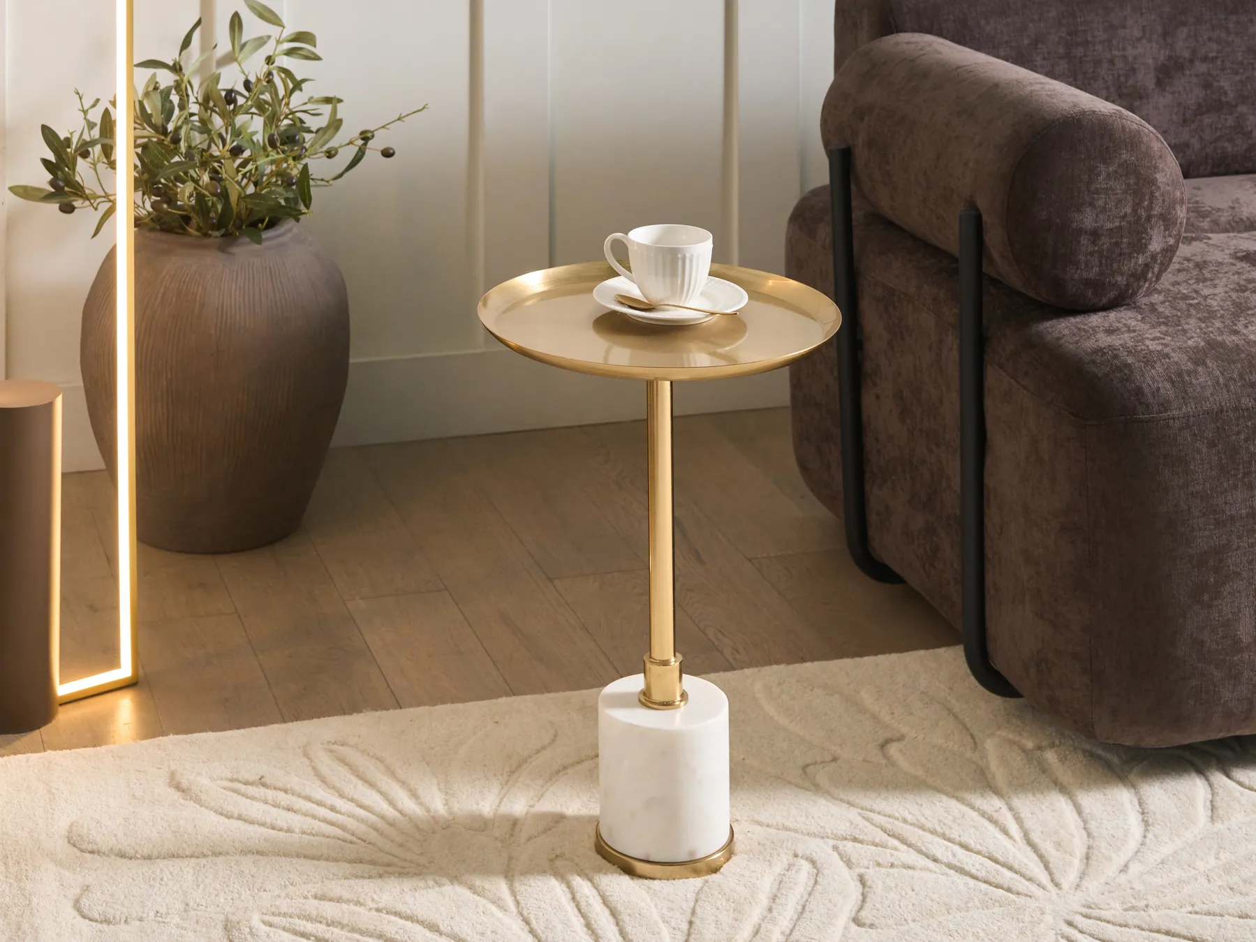 Side Table CAMELO Metal White Marble_1037079