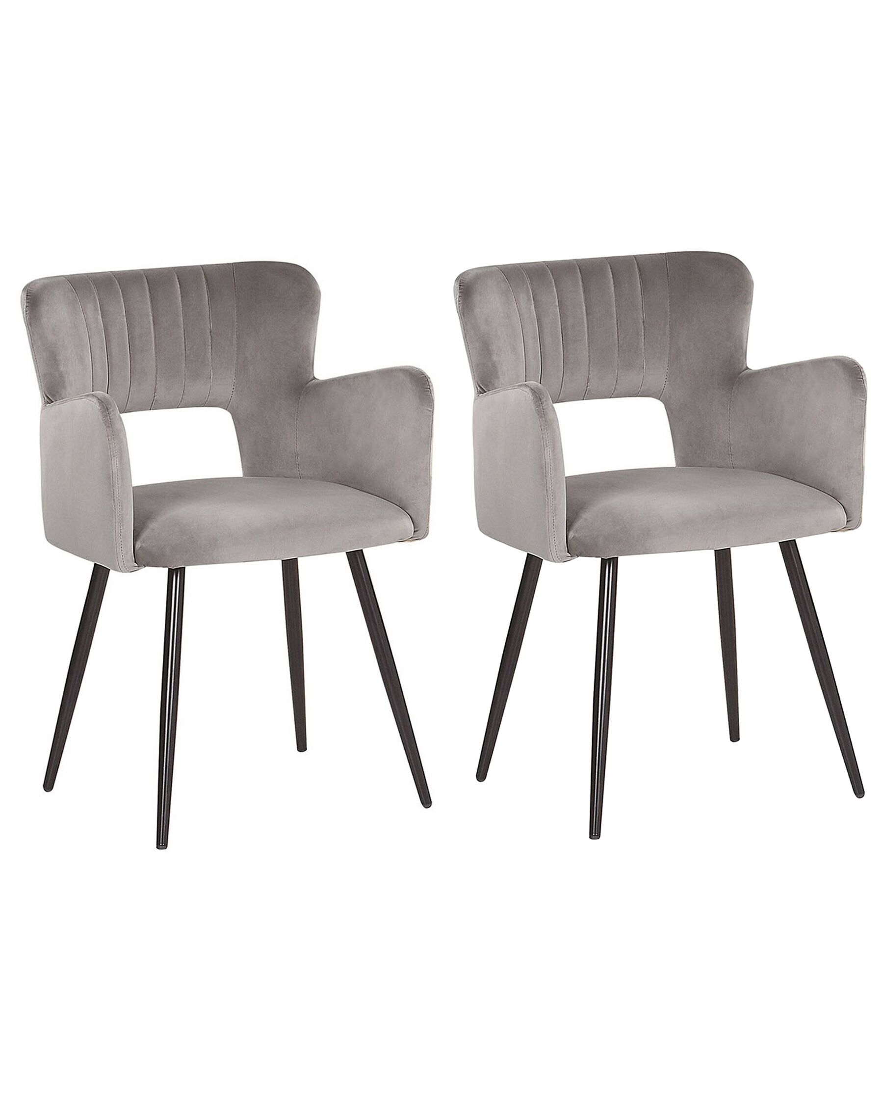 Conjunto de 2 cadeiras de jantar em veludo cinzento SANILAC_847132