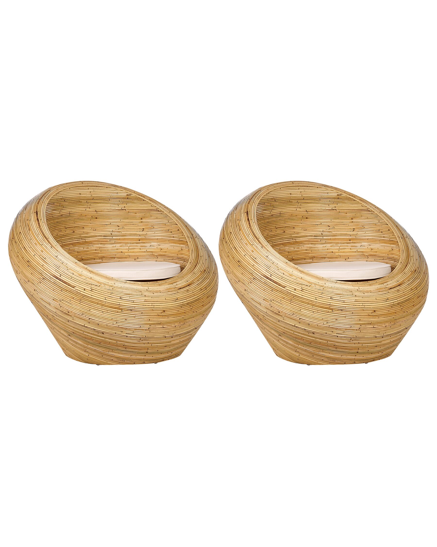 Conjunto de 2 cadeiras de jardim em rattan de cor natural MAIORI_928260