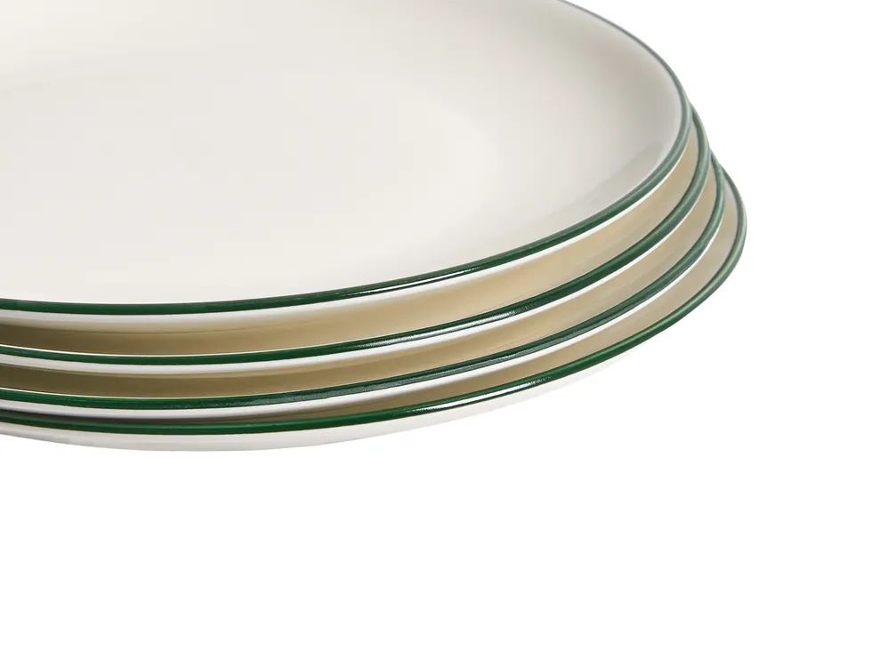 Zastawa stołowa 24-częściowa CUMIN Porcelana Złamana biel/ zielony_1061848