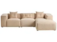 Corner Sofa 3 Seater DOLVA Corduroy Beige Left Hand_871853