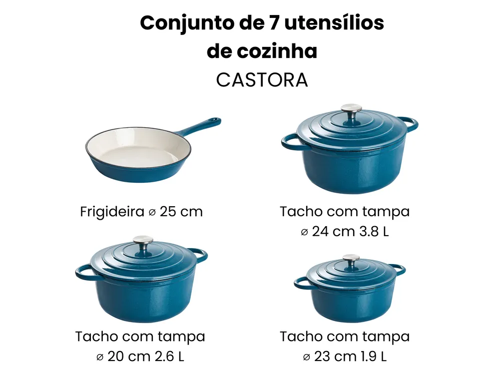 Conjunto de 7 peças em ferro fundido CASTORA Azul_1073762