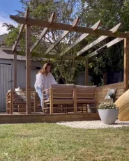 Garden Lounge Set with Table 4 Seater CERRETO Bamboo Taupe_1018089