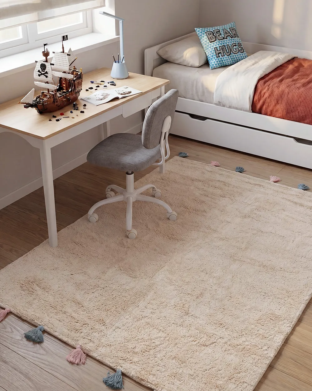 Kids Rug KODINHI  Beige 140 x 200 cm Cotton