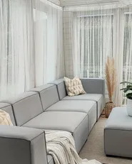 Garden Sofa with Ottoman 4 Seater AREZZO Modular Light Grey_1008928