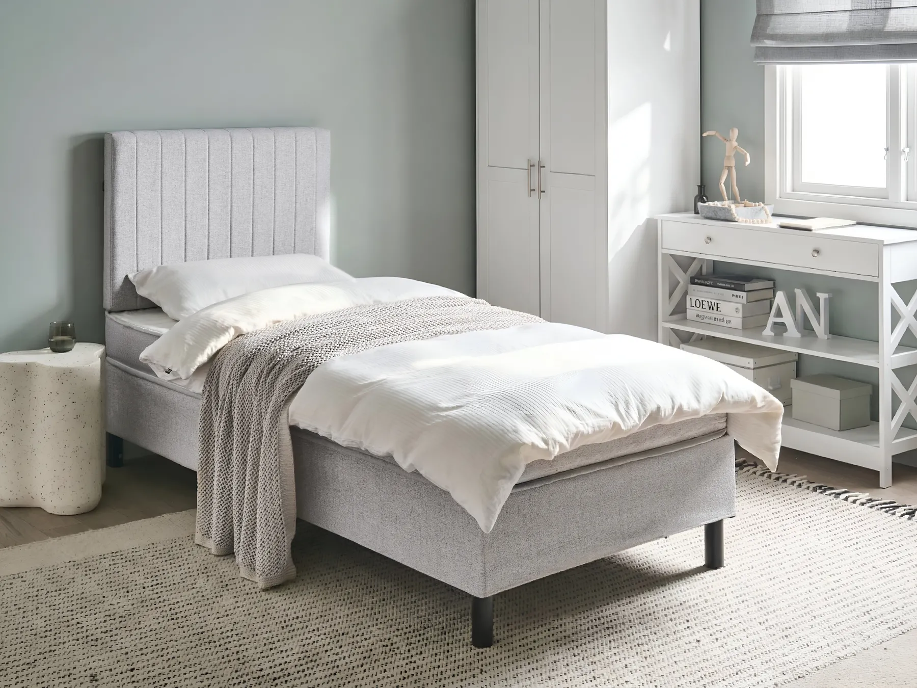 Divan Bed Fabric COUNTESS 90 x 200 cm (EU Single) Light Grey_1054503