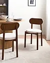 Set of 2 Dining Chairs PAULINA Wood Brown/ Light Beige