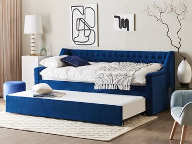 Velvet EU Single Trundle Bed Blue MONTARGIS