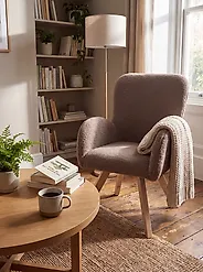 Fauteuil BJARN Bouclé Marron_1178992