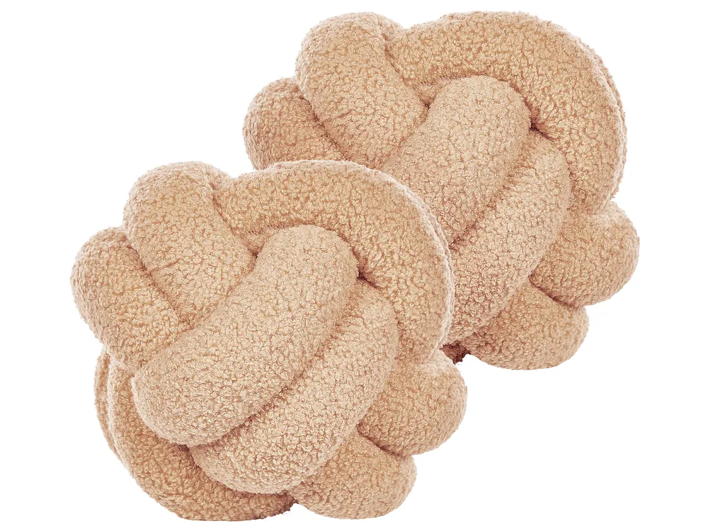 Zestaw 2 poduszek dekoracyjnych MALNI 19 x 19 cm Boucle Beżowy Jednolity