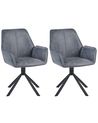Set of 2 Dining Chairs Swivel WARNER Faux Suede Grey