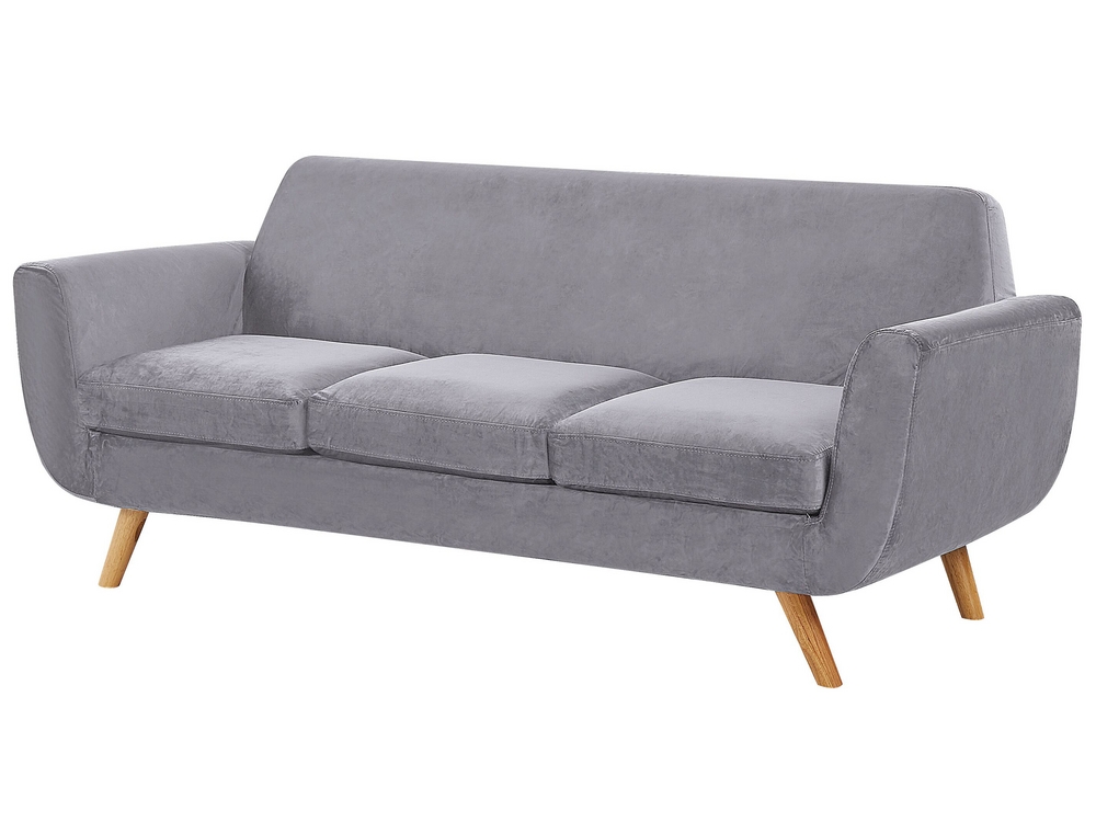 Bezug fur 3 Sitzer Sofa BERNES Samtstoff Grau Beliani