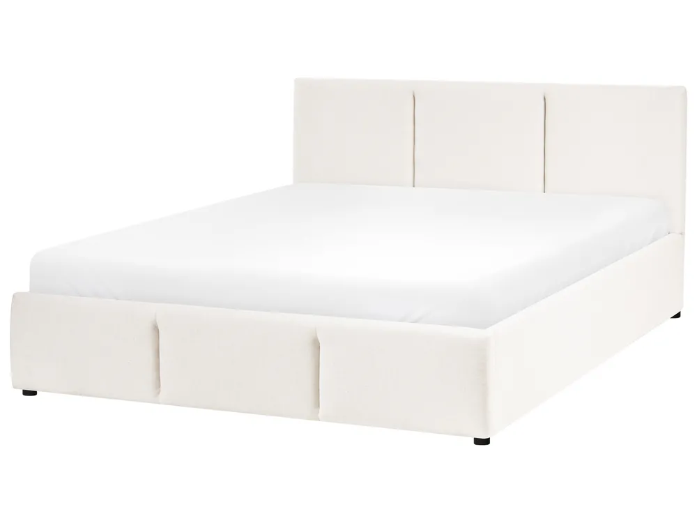 Bett mit Stauraum BOUSSE Stoff Cremeweiß 140 x 200 cm_1074738