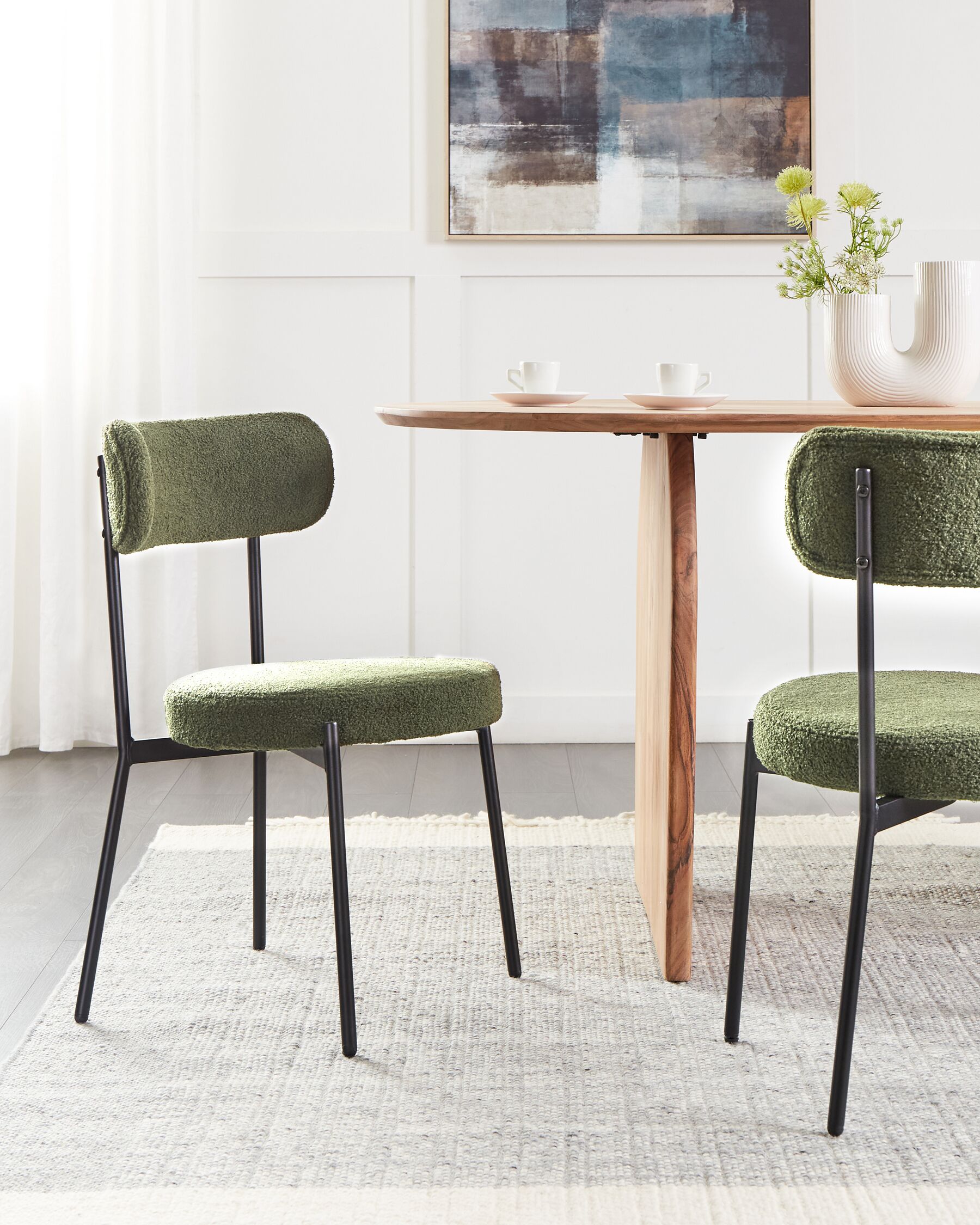 Set of 2 Dining Boucle Chairs Dark Green ALLISON_929071