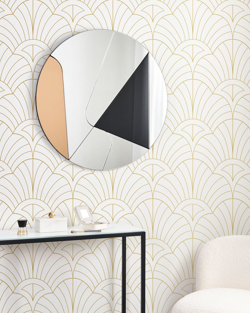 Wandspiegel TROUVILLE 80 cm 80 cm Schwarz / Gold