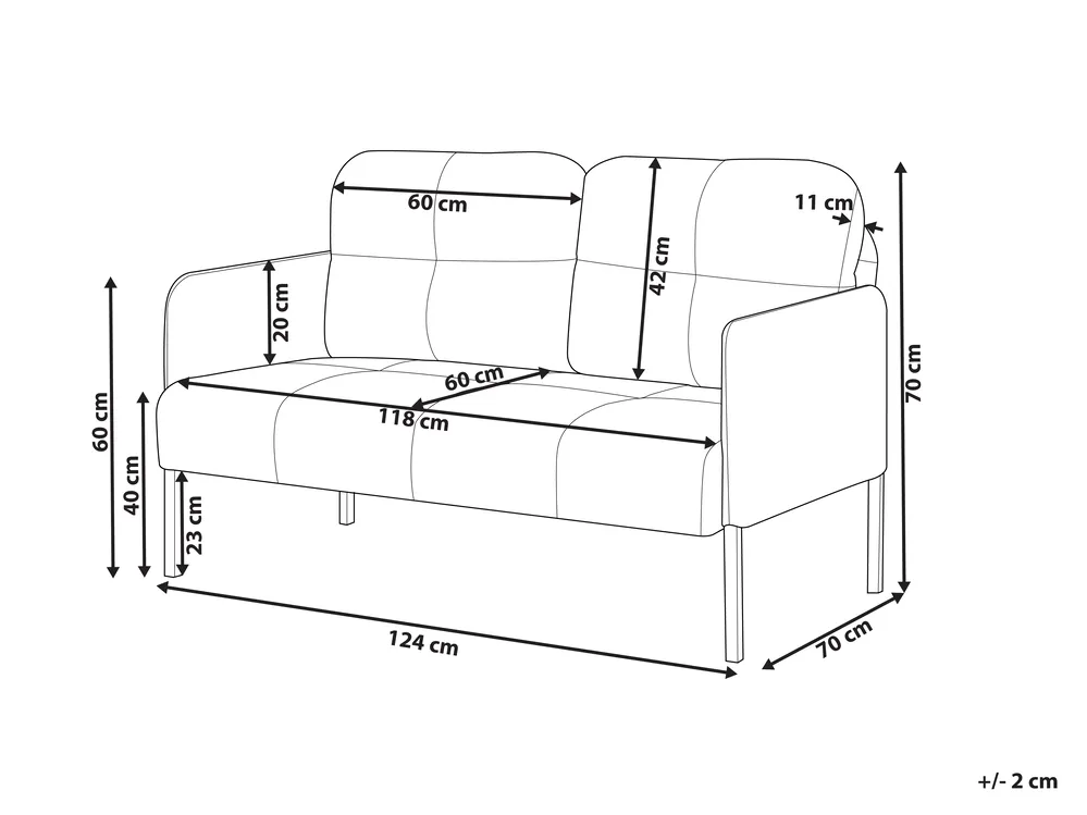 Sofa 2 Seater LAHTI Fabric Grey_930570
