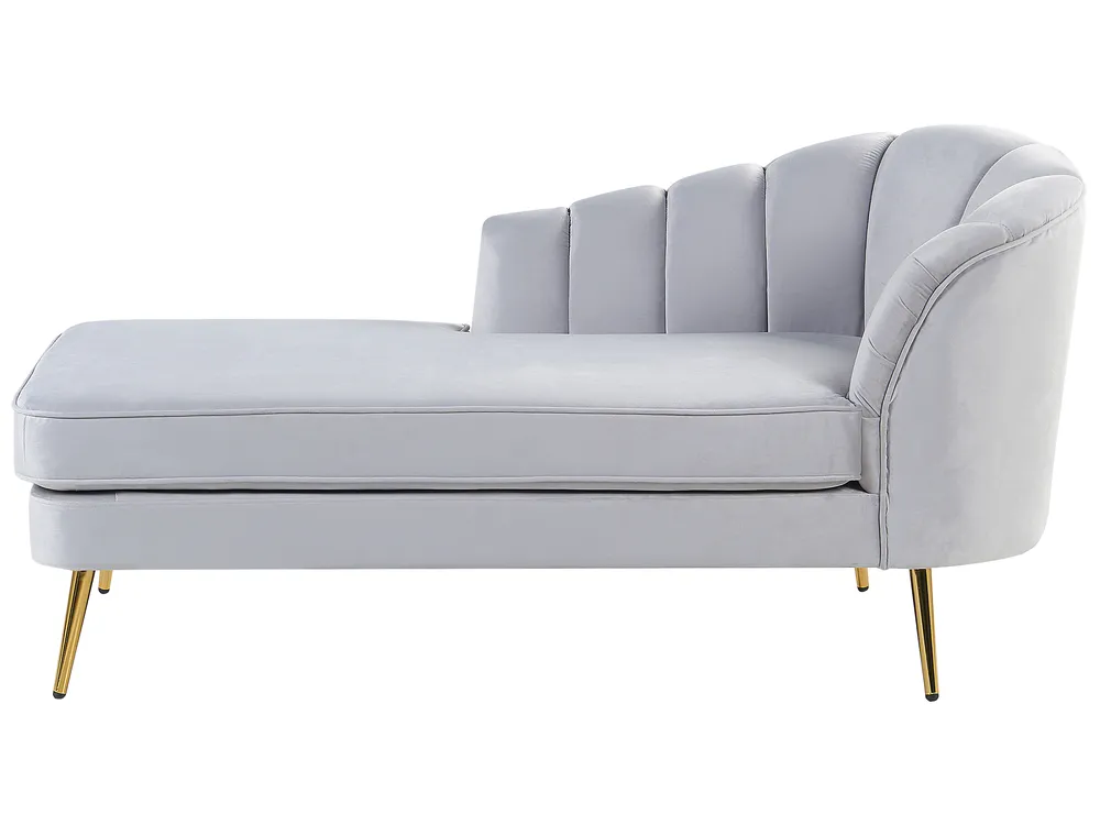 Right-Hand Chaise Longue ALLIER Velvet Light Grey