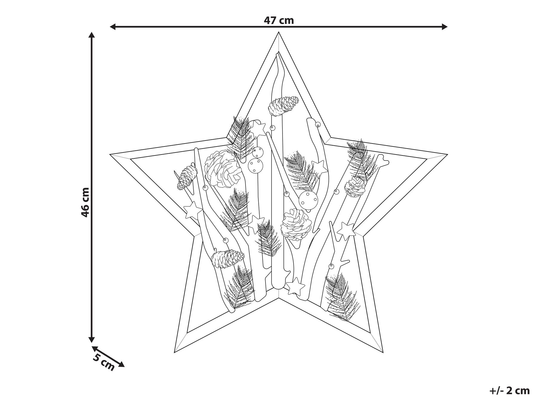 Decorative Figurine Christmas Star LED Dark Wood DOKKA_832671