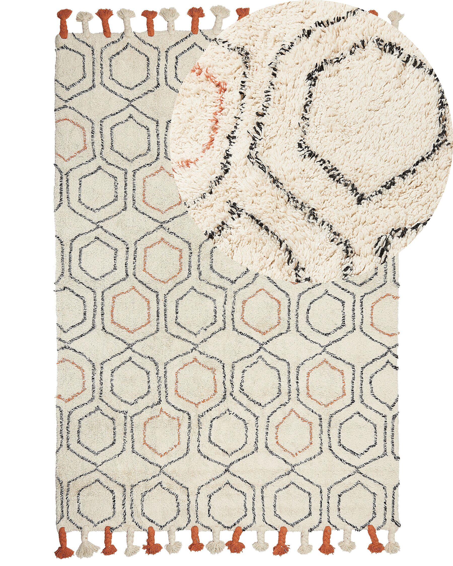Teppich Baumwolle beige / orange 160 x 230 cm geometrisches Muster Kurzflor HAJIPUR_840426
