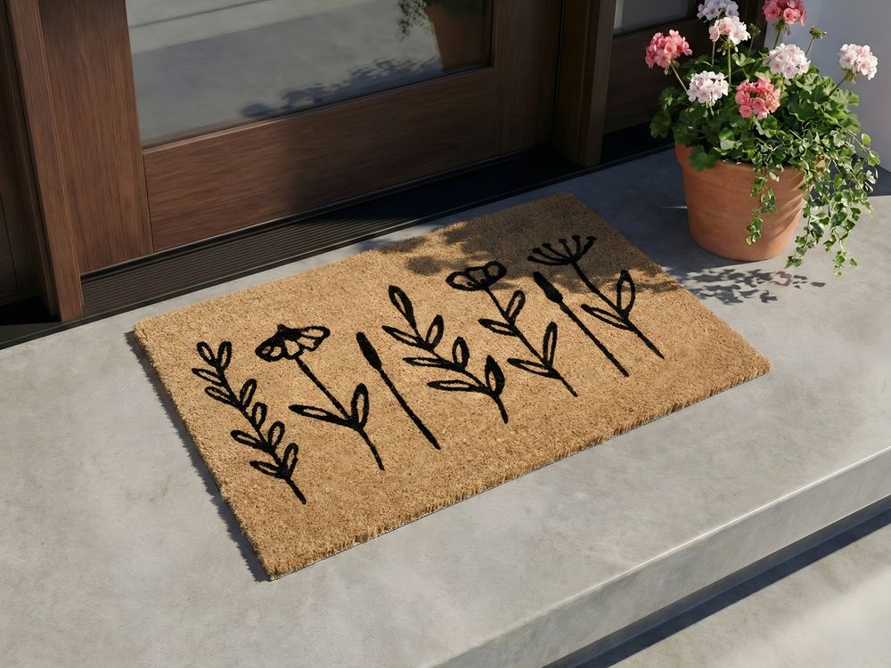 Paillasson AGIAK Naturel 50 x 80 cm Fleur Fibre de coco