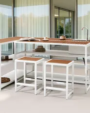 Krzesło barowe ogrodowe AVETRANA Metal Brązowy/ biały_1055895