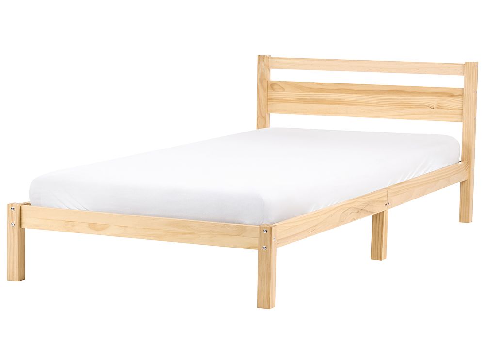 Bed Pine Wood MERCURER 120 x 200 cm (EU Small Double) Light Brown