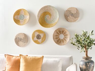 Set of 6 Seagrass Wall Decor Multicolour BACNINH