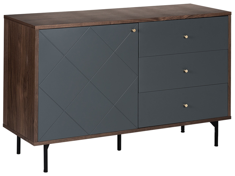 Sideboard Dark Wood with Grey PALMER Beliani