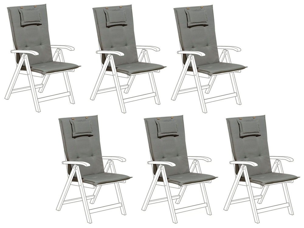 Set of 6 Outdoor Seat Back Cushions Grey TOSCANA JAVA Beliani.cz