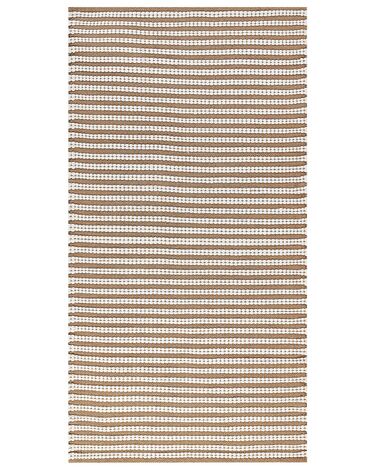 Teppich Baumwolle braun / weiß 80 x 150 cm Streifenmuster Kurzflor SOFULU