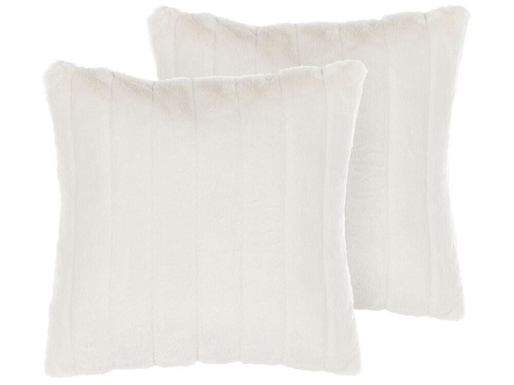 White shaggy cushions on sale