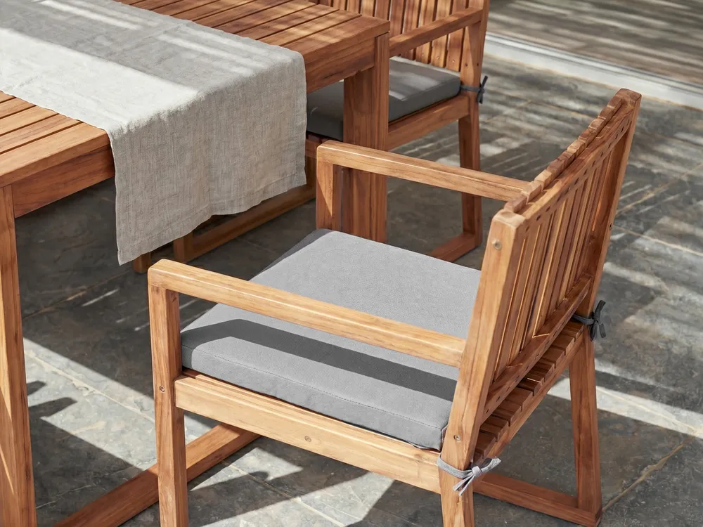Set of 8 Garden Chair Cushions SASSARI PREMIUM 46 x 46 cm Light Grey