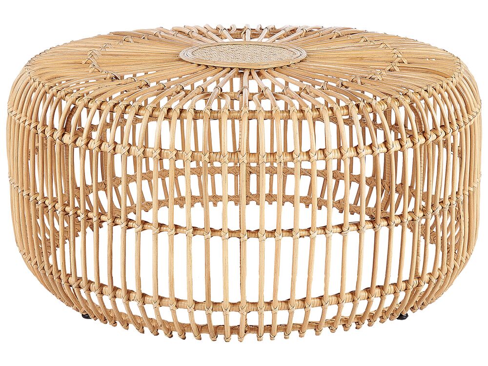 Rattan Round Garden Coffee Table 85 cm Natural RANDAZZO Beliani.cz