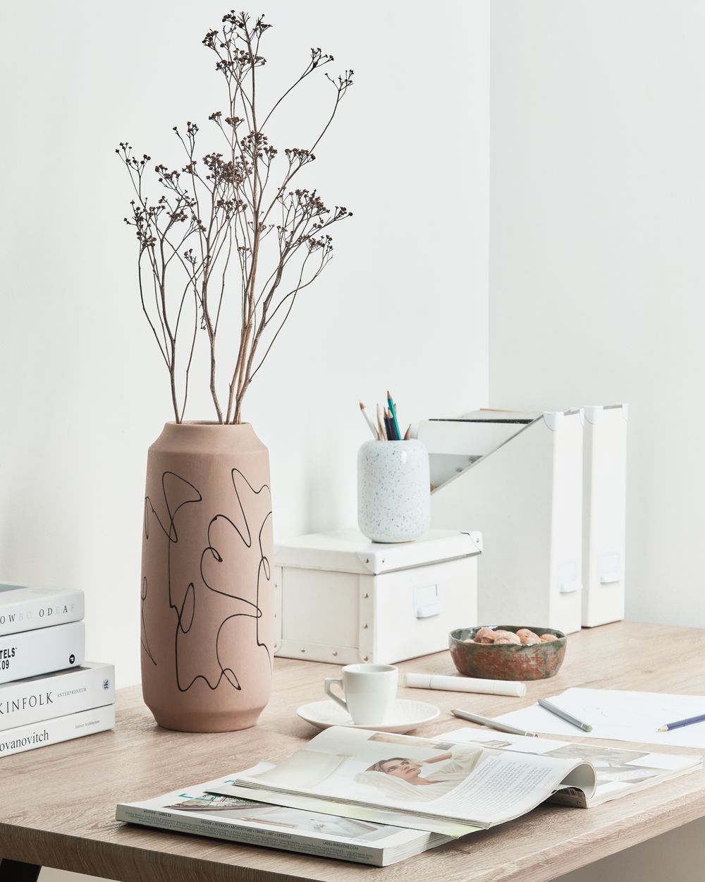 Vaso da fiori SUNFISH 33 cm Gres porcellanato Beige