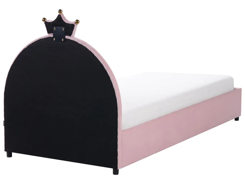 Kinderbed 90x200 Cm Met Lades En LED, Verstelbare Hoofdbord, Frame Van Roze Fluweel Zonder Matras Kinderbed 90x200 Cm Met Lades En LED, Verstelbare Hoofdbord, Frame Van Roze Fluweel Zonder Matras