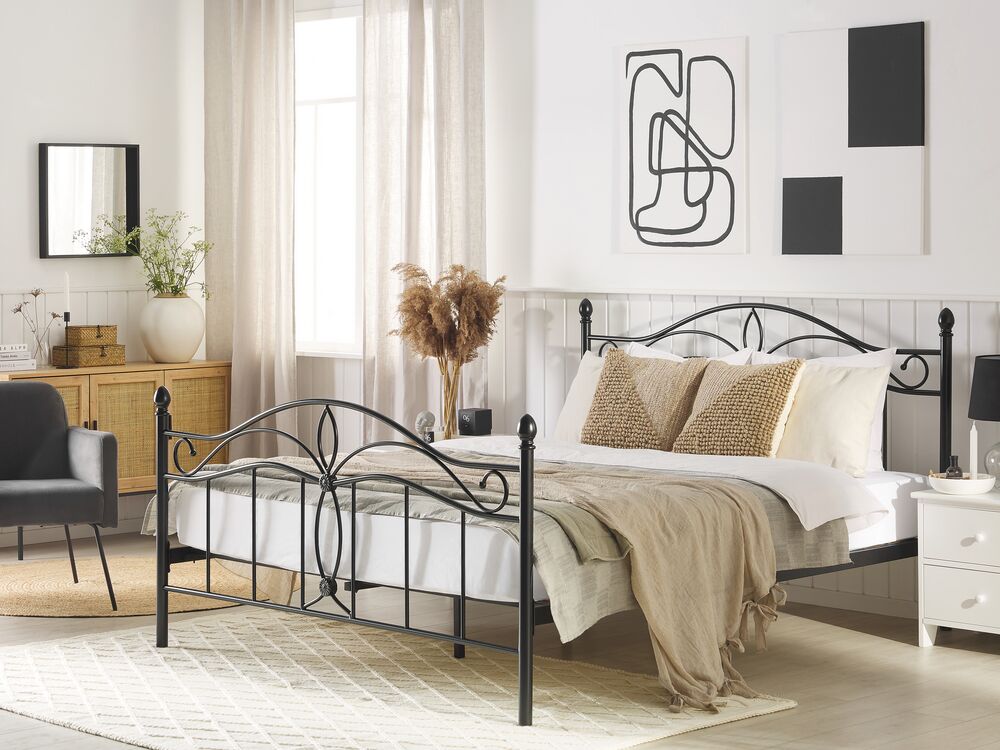Cama Metal ANTLIA 160 x 200 cm Negro
