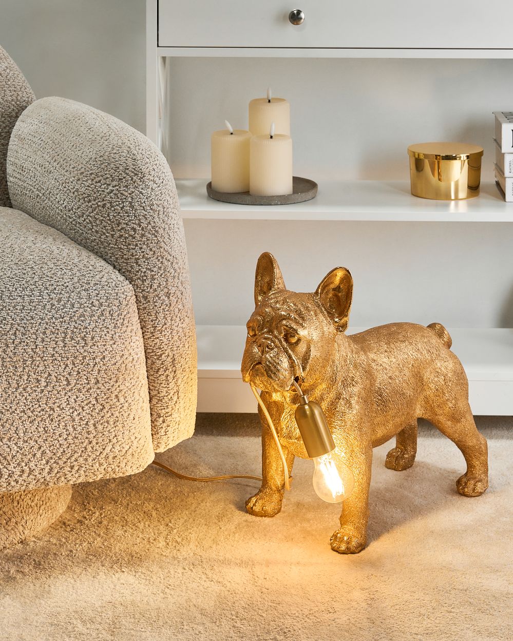 Stolní lampa Pes BAXTER Zlatá