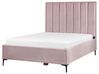 Łóżko z pojemnikiem welurowe 140 x 200 cm różowe SEZANNE_916720