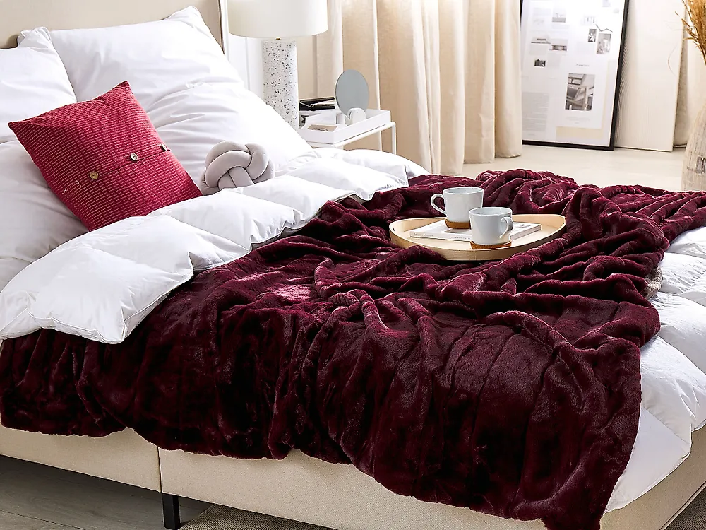 Blanket TANTAN 180 x 220 cm Burgundy_1179717