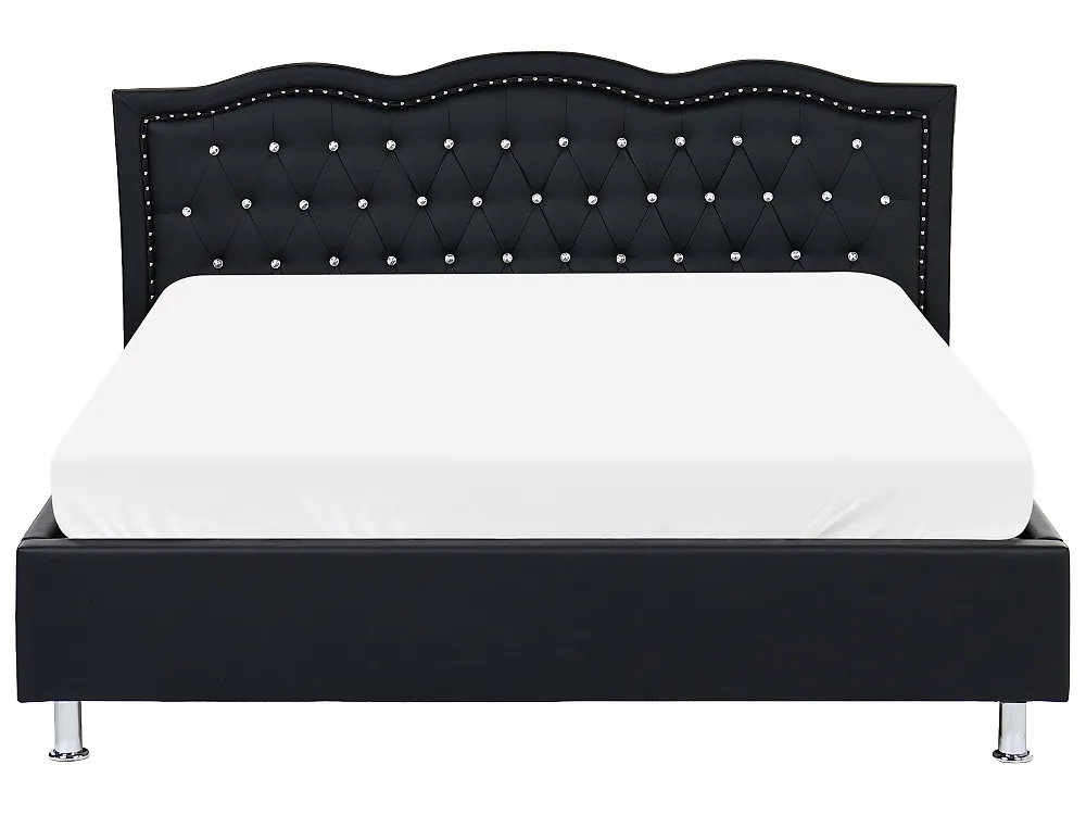 Bed Faux Leather METZ 160 x 200 cm (EU King Size) Black_1173784