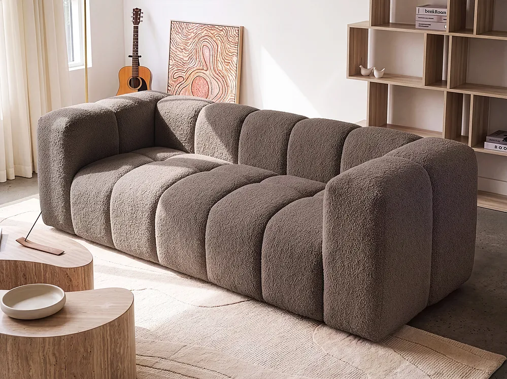 Living Room Set 5 Seater ANTOLA Boucle Taupe_1161690
