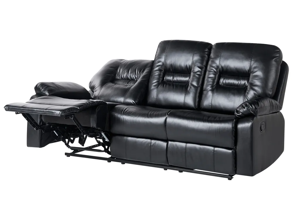 Manual Recliner Sofa 2 Seater BERGEN Faux Leather Black - Beliani.nl