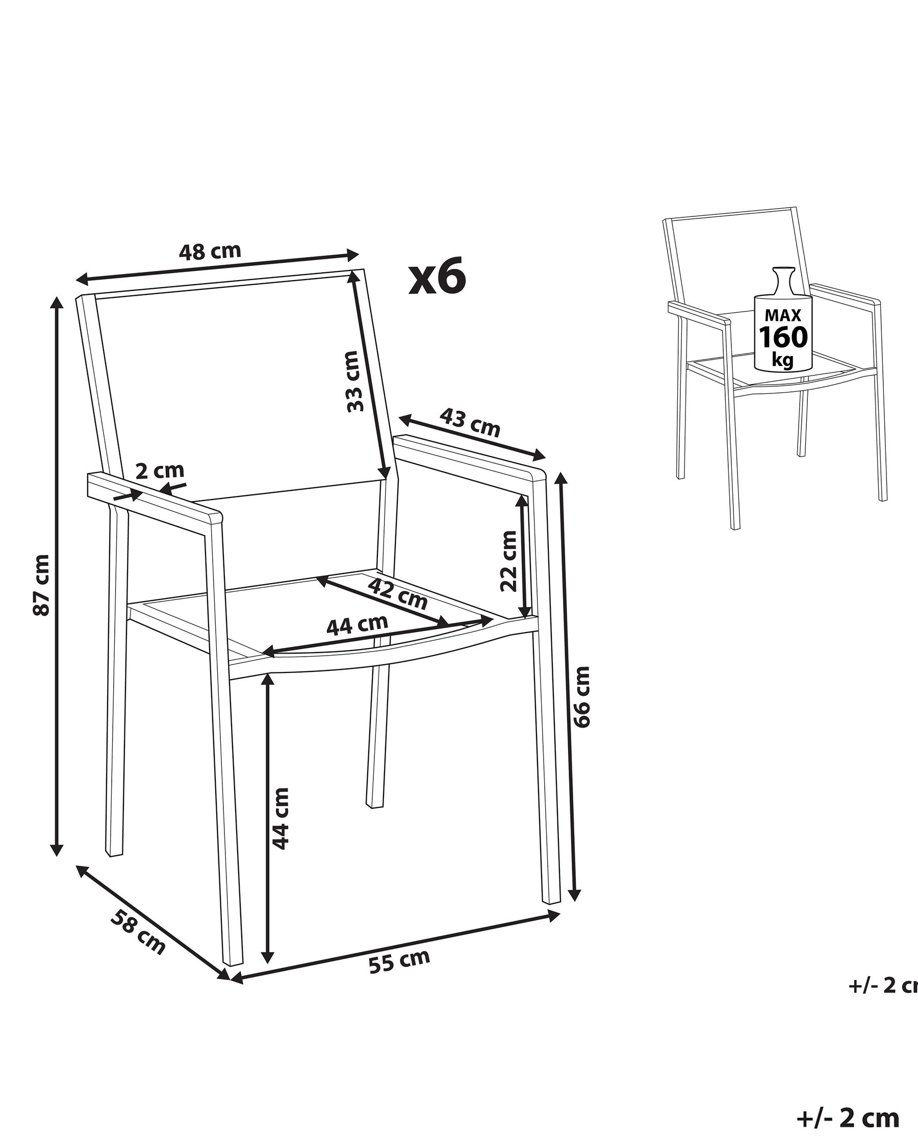 Set of 6 Garden Chairs GROSSETO Stainless Steel White_724740