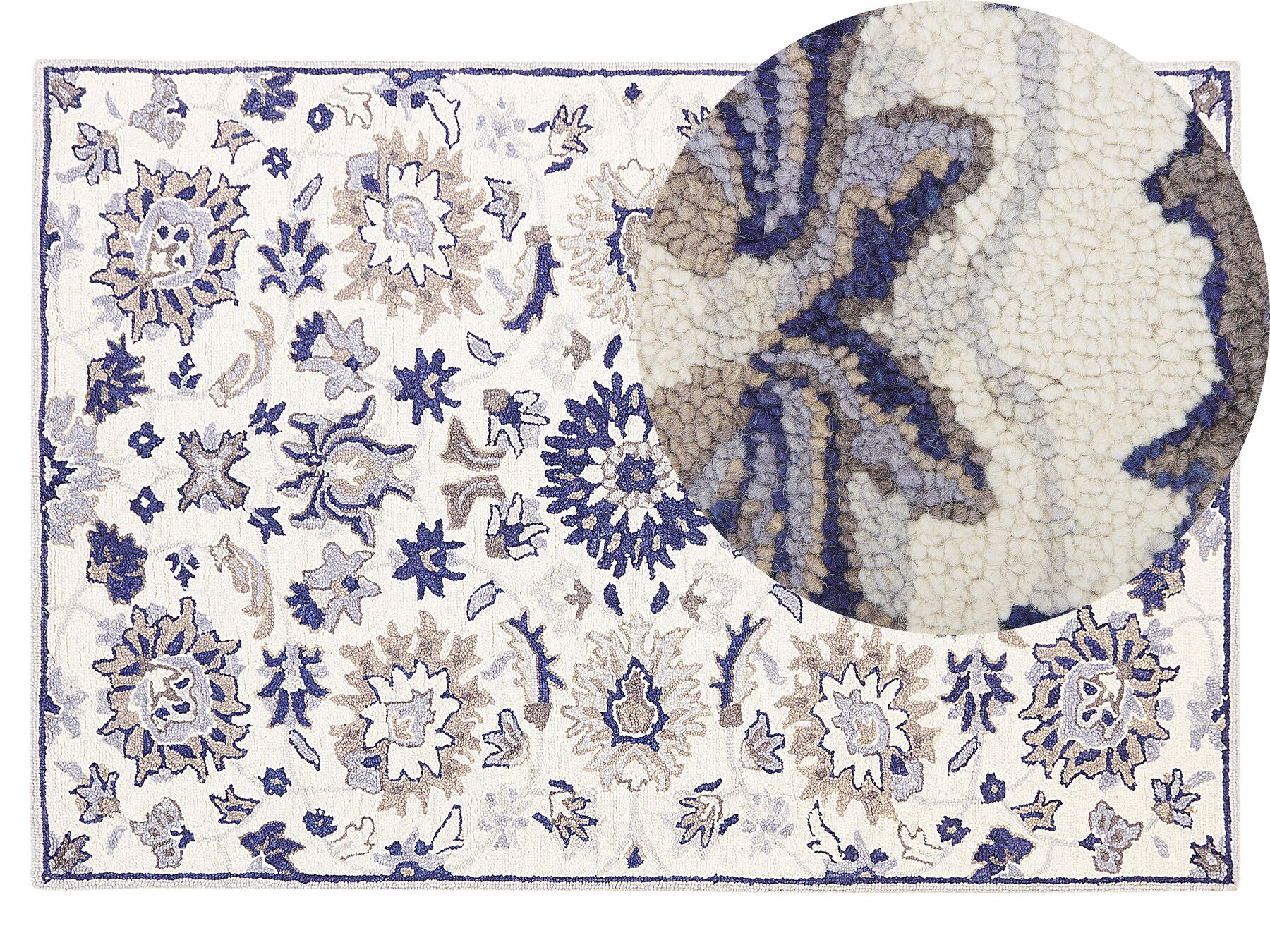 Vlnený koberec 140 x 200 cm béžová/modrá KUMRU_830897