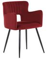 Sada 2 sametových jídelních židlí tmavě červené SANILAC_847064