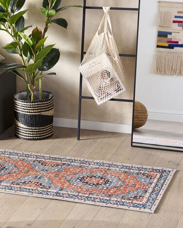 Runner Rug 60 x 200 cm Blue and Orange MIDALAM