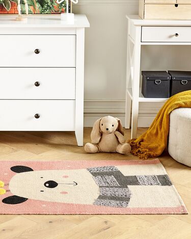 Cotton Kids Rug Bear Print 80 x 150 cm Multicolour TAPAK 