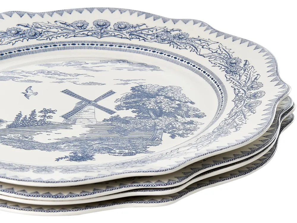 Set med 20 matserviser BAY LEAF Porslin Vit/ Blå_1191744