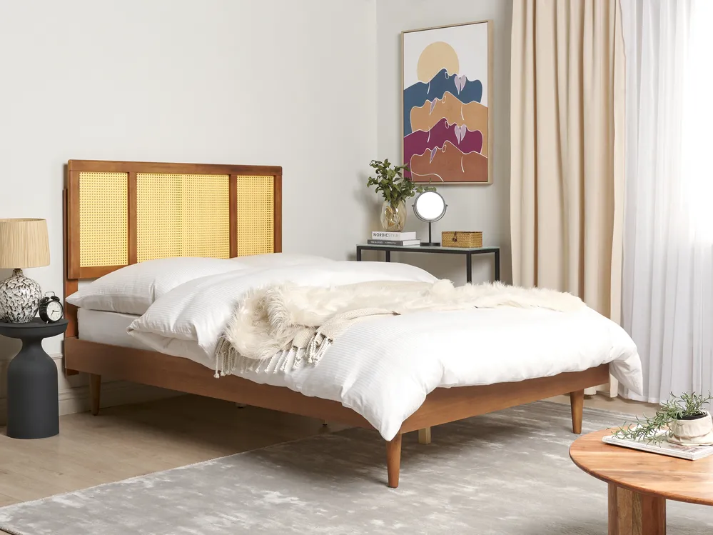 Bed Rattan AURAY 140 x 200 cm (EU Double) Brown_943864